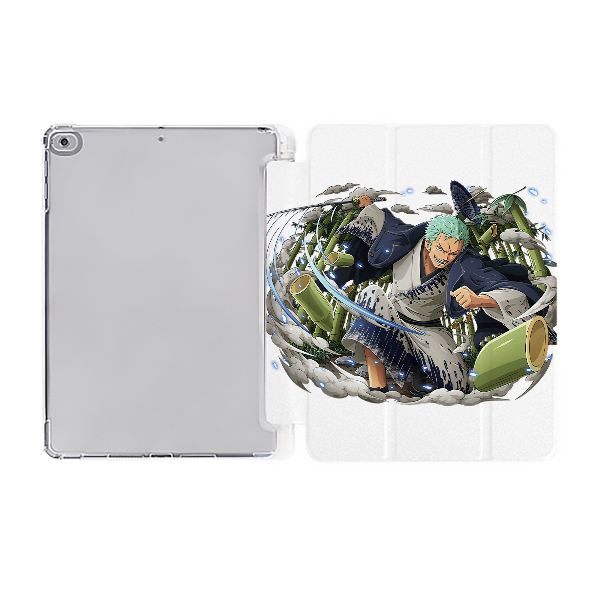 （画像用） ワンピース ロロノア・ゾロ ONE PIECE Roronoa Zoro IPad ケース ペン収納付き 三つ折りスタンド PUレザー×シリコン 対応機種9.5/10.5/10.9インチ